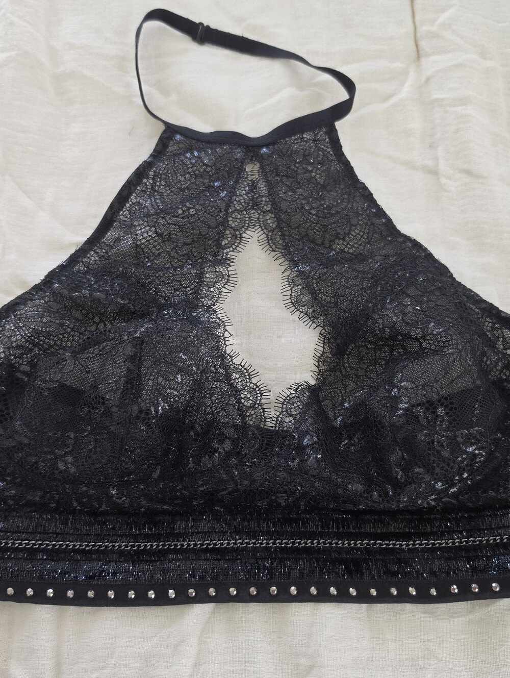 Victoria's Secret Very Sexy Halter High Neck Black Lace Bralette MED